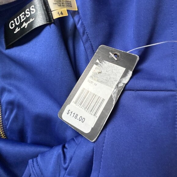 Guess Women Cut Out Sheath Dress Size 14 Blue Sleeveless Lined Back Zip New $118 - Picture 4 of 11